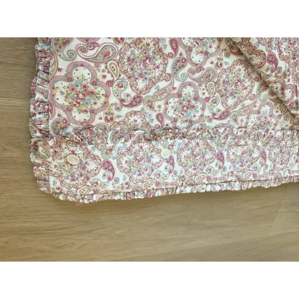 Vintage Taylor Linens DUVET Pink Floral Paisley Ruffled Full/queen & Bedskirt